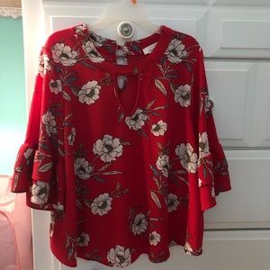 Super cute red floral top size small